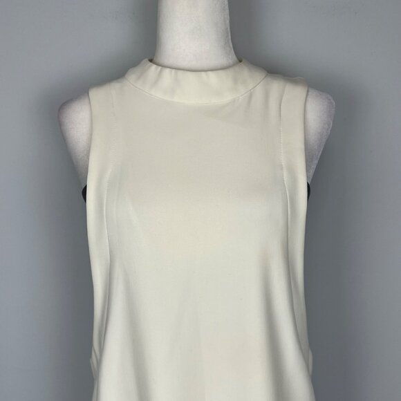 Tintoretto Womens Ivory Gray Sleeveless Mock Neck Mini Dress size Small - Picture 3 of 15